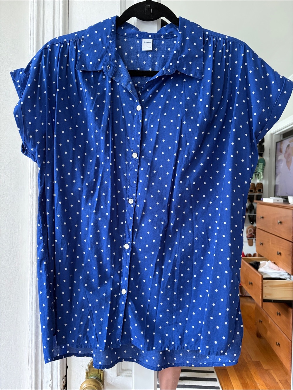 Old Navy Royal Blue Polka Dot Blouse